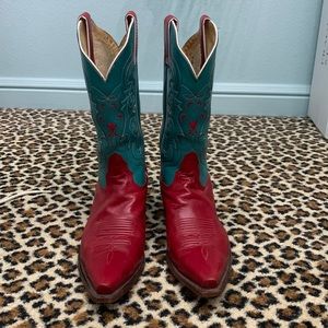 Tony Lama Red and Teal Cowgirl Boots